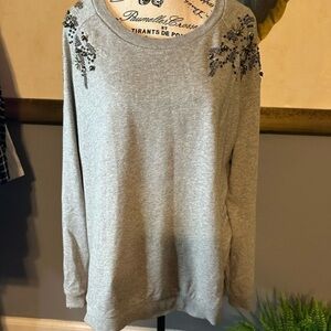 Deletta xl embellished sweatshirt. Beautiful beading. Cold shoulder detail Euc